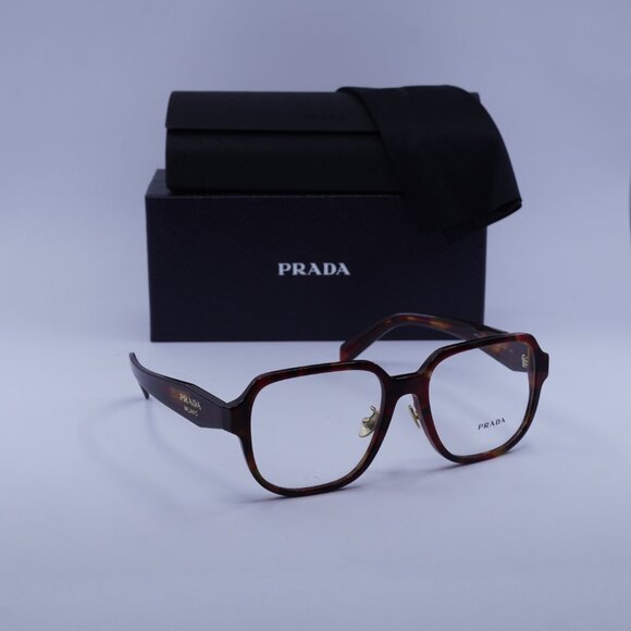 Prada PRB07VD 22A1O1 Square Eyeglasses - Poppy Tortoise/Bordeaux 56mm - Picture 4 of 9